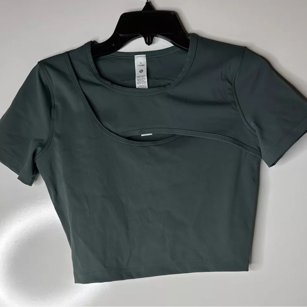 lululemon athletica Forest Green Asymmetric Cutout Crop Top
